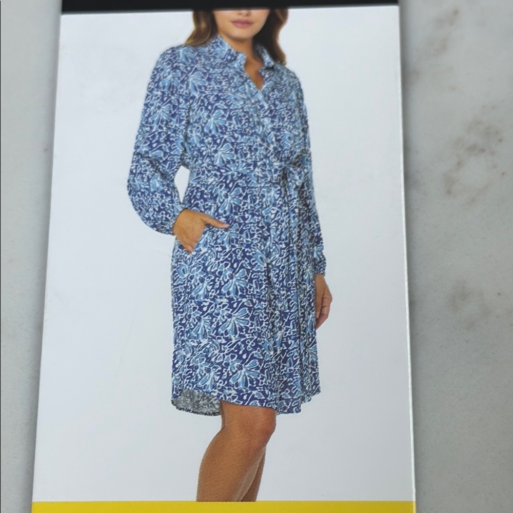 Well Worn Blue and White Shirt Dress size S